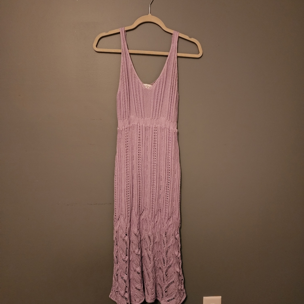 Lilac Petal & Pup Midi Dress